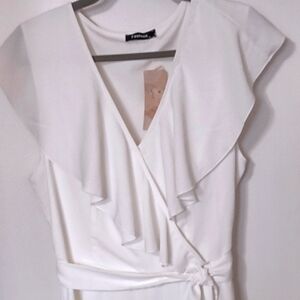 White Ruffled Wrap Beach Wedding Or Special Occasion Dress